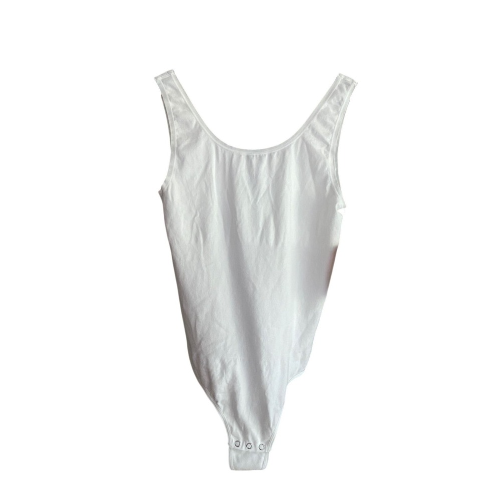 White Bodysuit Thong Womens' M/L Yummie Shapewear Minimalist Coquette NWT New